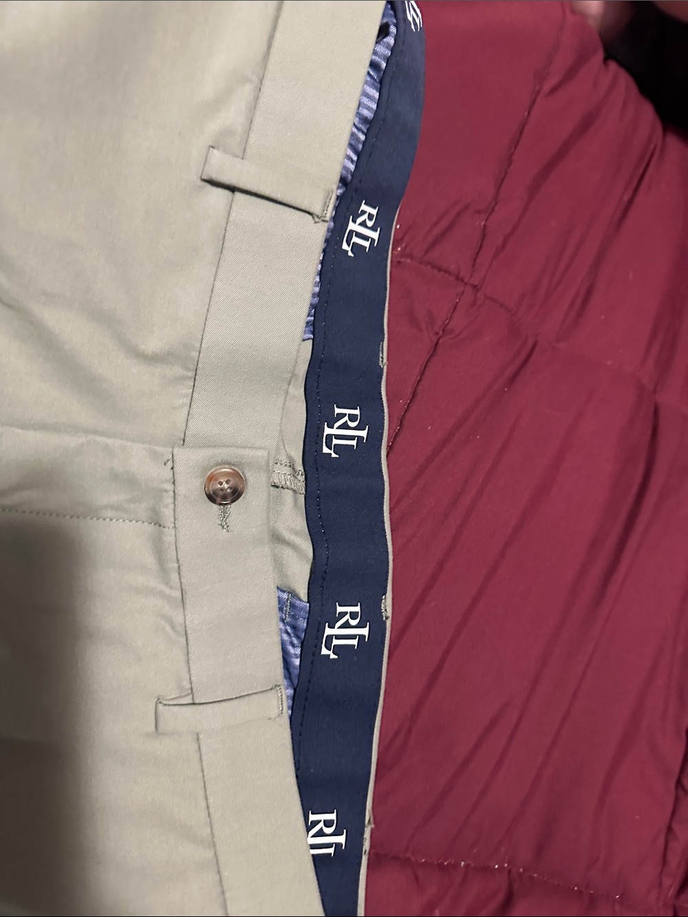 Ralph Lauren RL Polo Logo Navy & Olive Label Detail